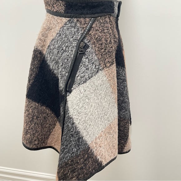 RARE 2010 3.1 Phillip Lim Trapezoid Leather Binding Brown Plaid Skirt Size 6 - Picture 7 of 15